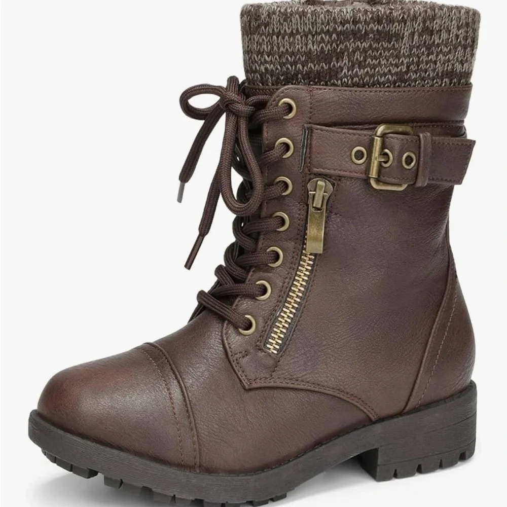DREAM PAIRS Girl's Mid Calf Combat Ankle Lace up Boots size Little Girl 12